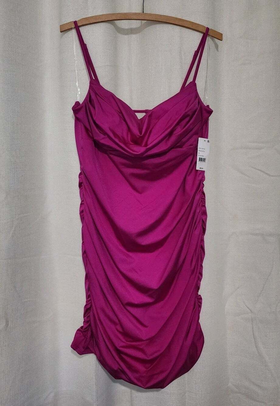 Crystal Doll Women's Dress Ruched Double Layer Pink Size XL NWT